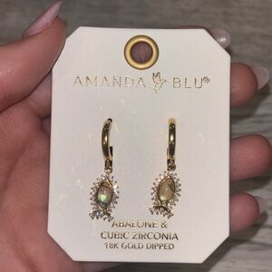 Gold Abalone & Cubic Zirconia Earrings